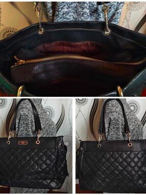 Balenciaga Black Quilted Leather Tote with Gold Hardware